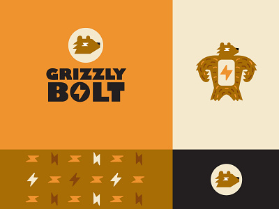 Grizzly Bolt batteries bear bold bolt branding energy geometric grizzly logo logodesign modern thunder
