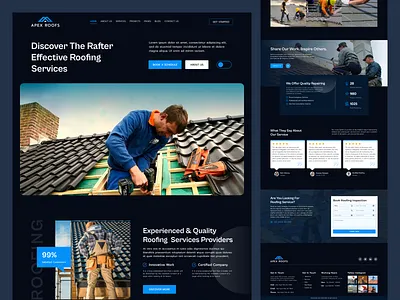Roofing landing page Design clean website design design agency graphic design home page roofdesign roofing roofing service roofing website roofrepair service agency ui uiux ux web web design agency web development agency website