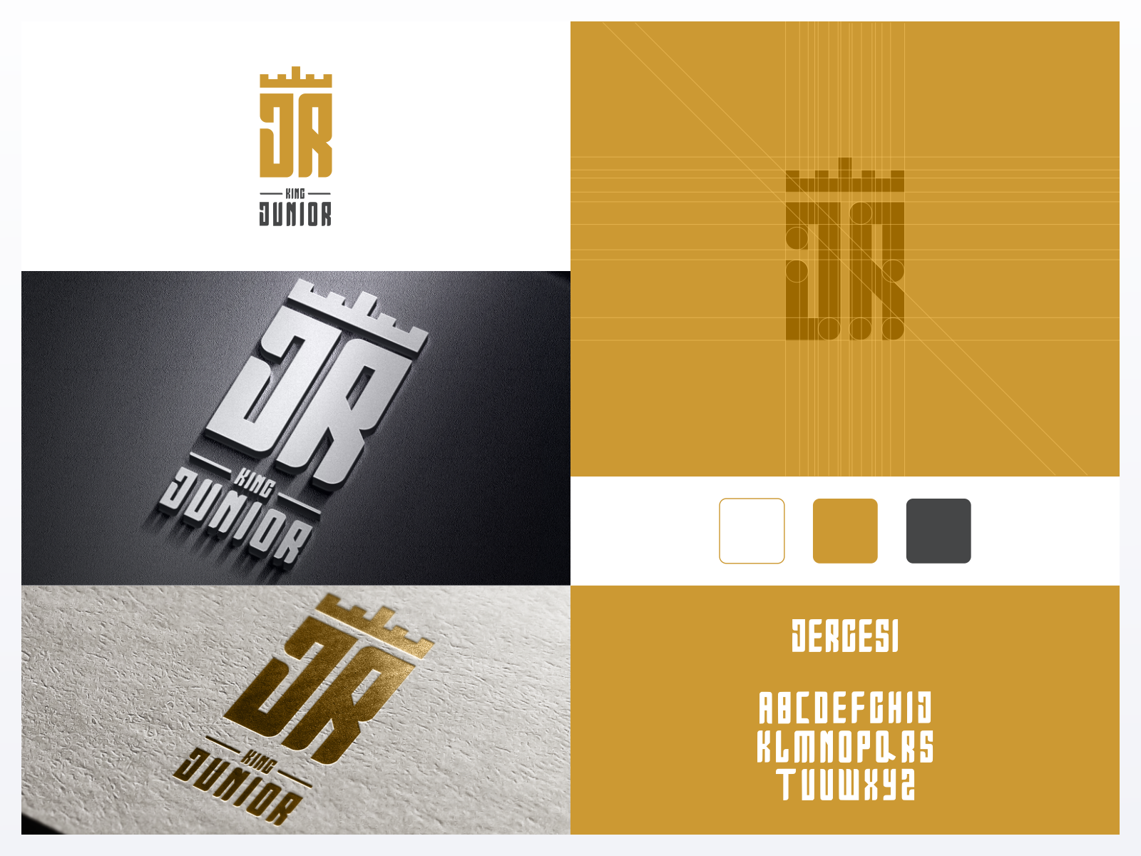 Letter JR and Crown Logo brand branding crown crown logo design font gold illustration jergasi font jr jr logo king logo logo luxury logo prio hans strong logo typography vector