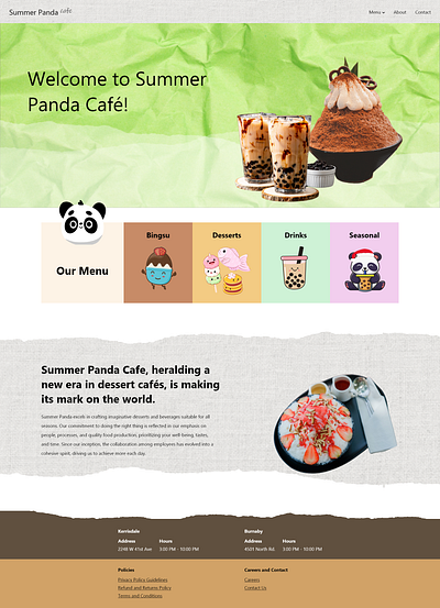 Summer Panda Cafe, a bingsu website design.