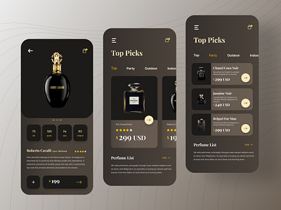 Perfume App analytics app ui branding cards design figma graphic design illustration logo perfume app ui