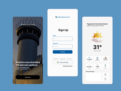 Yogyakarta International Airport Weather Detection Application airplane airport app design application design aviation information mobile app ui weather weather app