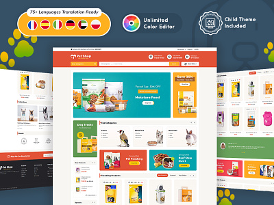 Pet Food Shop – eCommerce Responsive Theme bootstrap clean design ecommerce illustration modern multipurpose online store opencart pet pet care pet food prestashop shopify templatetrip woocommerce wordpress