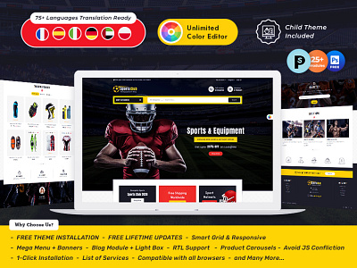 Sports Club – eCommerce Responsive Theme activities costumes design ecommerce illustration jersey multipurpose opencart prestashop responsive shopify sports templatetrip theme woocommerce wordpress