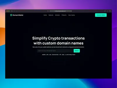 Domainwallet - web3 domain name service landing page landing page nft ui uiux web3