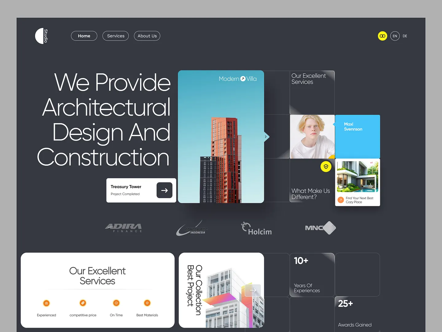 Modern Studio Website Design for Architectural Firms