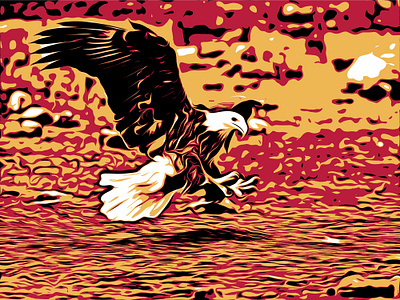 A bald eagle fishing digital print graphic design illustration photo frame poster