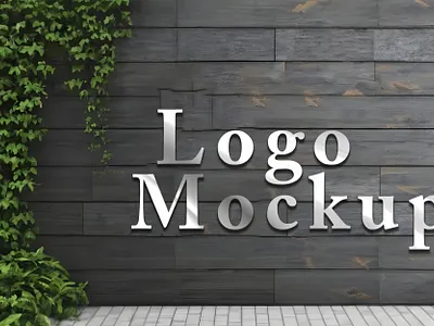 PSD 3d wall logo mockup 3d animation branding graphic design logo motion graphics ui vector wall mockup