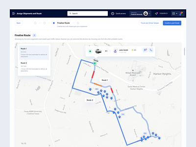 Logistics Delivery Management and Planning App assignment delivery fedex logistics logistics management map view minimalist route allocation stepper uxdesign wizard