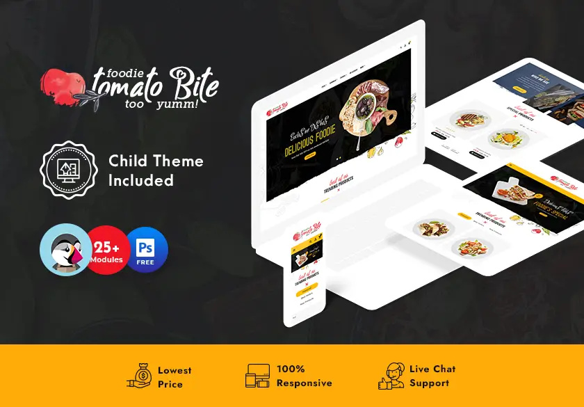 TomatoBite – Fast Food eCommerce Responsive Theme burger design ecommerce fast food food illustration multipurpose online store opencart pizza prestashop shopify templatetrip theme tomato bite woocommerce wordpress