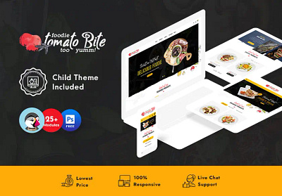 TomatoBite – Fast Food eCommerce Responsive Theme burger design ecommerce fast food food illustration multipurpose online store opencart pizza prestashop shopify templatetrip theme tomato bite woocommerce wordpress