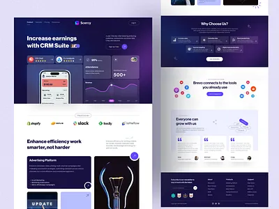 Scercy - CRM Landing Page Design businessproductivity businesssolutions crm crmanalytics crmintegration crmplatform crmsoftware crmtools customerengagement customerrelationshipmanagement customerretention design landing page modern ui saas ui uiux