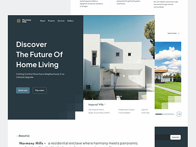 Harmony Hills - Real Estate Landing Page app branding dashboard design graphic design landingpage logo management minimalist perumahan realestate tourwebsite ui uidesign website