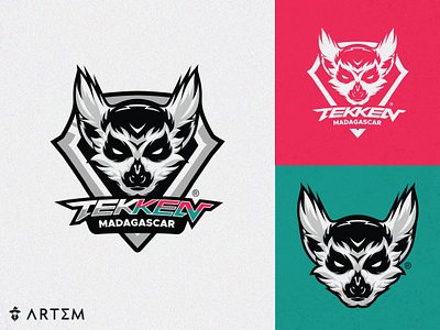 Tekken Madagascar Lemur mascot logo rebrand art3m art3m studios branding creation esport esports logo gaming gaming logo graphic design illustration lemur lemur logo logo logo design madagascar mascot logo rebrand rebranding tekken tekken madagascar