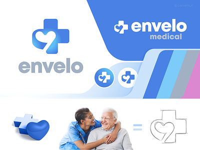 Envelo Identity branding brandmark checkup clinic doctor graphic design healthcare heart hospital identity logo logo design logos medical minimalist negative space nurse typography wellness