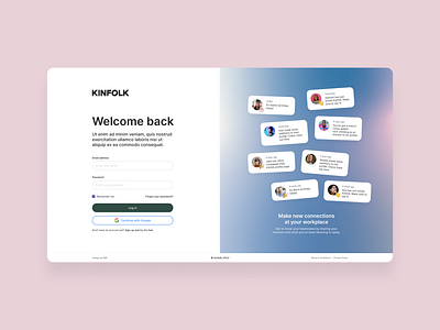 Kinfolk | Web App communication connections employee form hr human resources log in onboarding sign up ui website