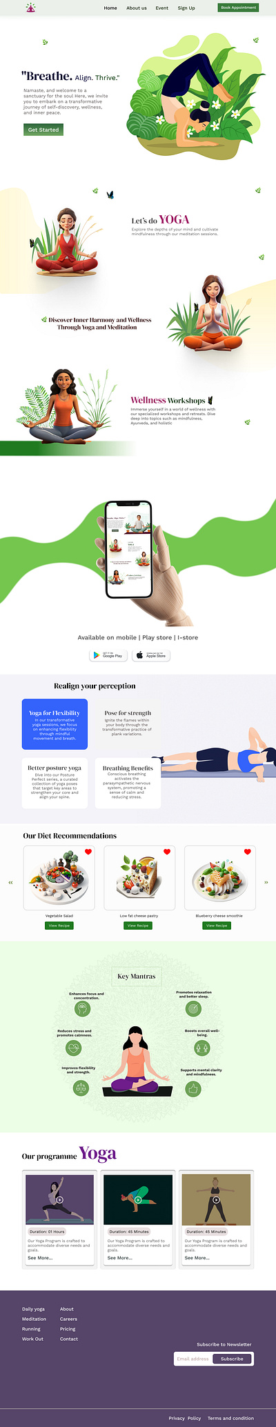 Yoga Landing page design 3d animation app branding design graphic design illustration logo ui vector