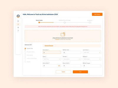 Admin panel School registration form ui uiux ux