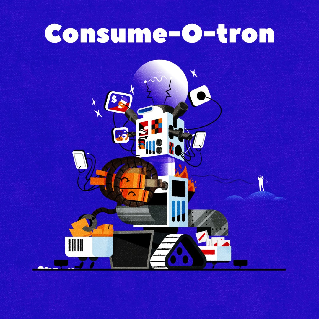 Consume-O-tron children design editorial illustration illustrator kidlit minimalist texture toy vector