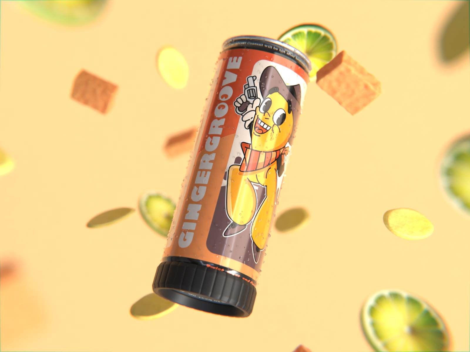 GingerGroove - 3D Beverage Ads (turn on the audio for the music) 3d 3d ads animation blender branding can beverage design illustration