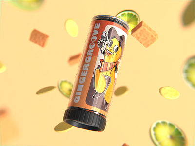 GingerGroove - 3D Beverage Ads (turn on the audio for the music) 3d 3d ads animation blender branding can beverage design illustration