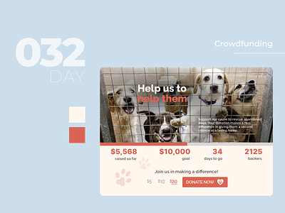 Daily UI Challenge Day #031 - Crowdfunding animal rescue association crowdfunding daily ui dailyui dogs donation refuge spa ui challenge