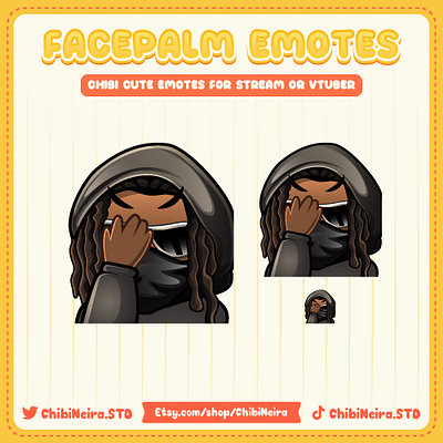 Facepalm Twitch emotes | Laugh Emotes | Custom Twitch emotes chibi emotes custom emotes cute emotes design discord emotes facepalm illustration kick emotes twitch emotes ych emotes