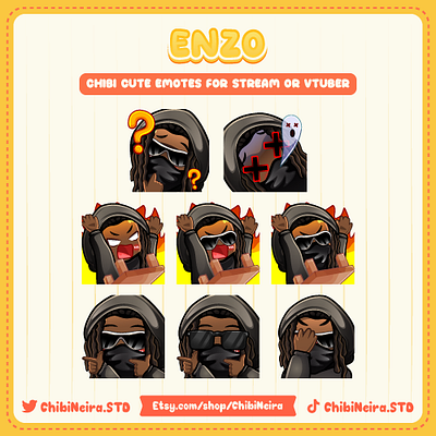 Man With Face Mask Twitch Emotes | Custom Twitch Emotes chibi emotes custom emotes cute emotes design discord emotes facemask illustration kick emotes twitch emotes ych emotes