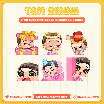 Chibi Boy in Pink Clothes | Chibi Emotes | Ych Emotes boy chibi emotes custom emotes cute emotes design discord emotes illustration kick emotes pink pinky boy twitch emotes ych emotes