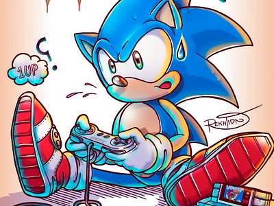 Sonic Playing Super Mario World by Rekhtion ⚡️ 013 90s artwork drawings dreamcast fanart illustration marioworld memories nintendo nostalgia playing sega sketching snes sonic sonicteam sonicthehedgehog supermarioworld thehedgehog videogames