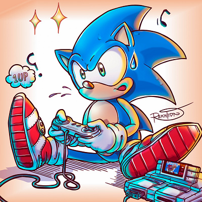 Sonic Playing Super Mario World by Rekhtion ⚡️ 013 90s artwork drawings dreamcast fanart illustration marioworld memories nintendo nostalgia playing sega sketching snes sonic sonicteam sonicthehedgehog supermarioworld thehedgehog videogames