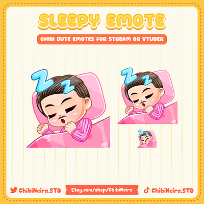 Sleepy Chibi Pinky Boy chibi emotes custom emotes cute emotes design discord emotes illustration kick emotes pink pinky boy twitch emotes ych emotes