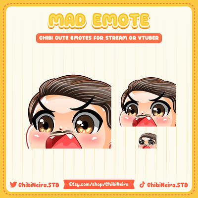 Angry Chibi Pinky Boy chibi emotes custom emotes cute emotes design discord emotes illustration kick emotes twitch emotes ych emotes