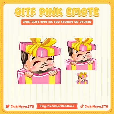 Gift Box Chibi pinky Boy chibi emotes custom emotes cute emotes design discord emotes illustration kick emotes twitch emotes ych emotes