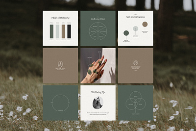 Wellbeing Coach Templates brown canva green illustration instagram instagram template natural nature social media template wellbeing