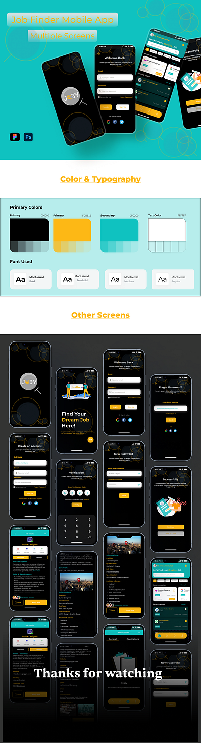 Job Finder Mobile app Design application deisgn job finder app job search app mobile app mobile app design mobile screen designs ui ui design uiux design user interface user interface design