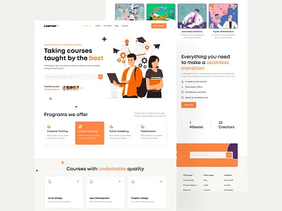 Online Education Website UI UX Design course app e learning education educational platform hero section homepage landing page learn minimal online course online education studying ui uiux ux web design website