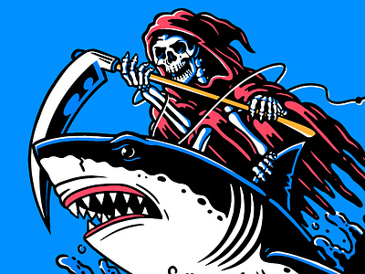 Death & Taxes - Illustration & Design apparel branding design graphic design illustrations ilustration logo shark skull