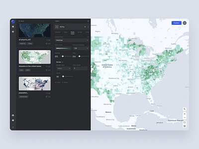 Data Visualization Map App big data complex product dashboard data visualization geo iot layers mapping product design saas settings software tool ux design