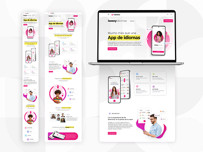 Landing App de idiomas app branding design language ui ux web