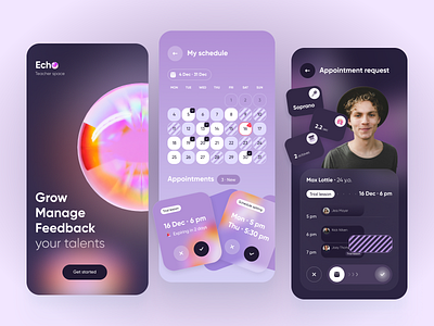 AI-Powered Singing App ai app appointments booking dark mode design gamification gradients lesson mobile profile schedule sing singing student teacher ui ux vocal vr