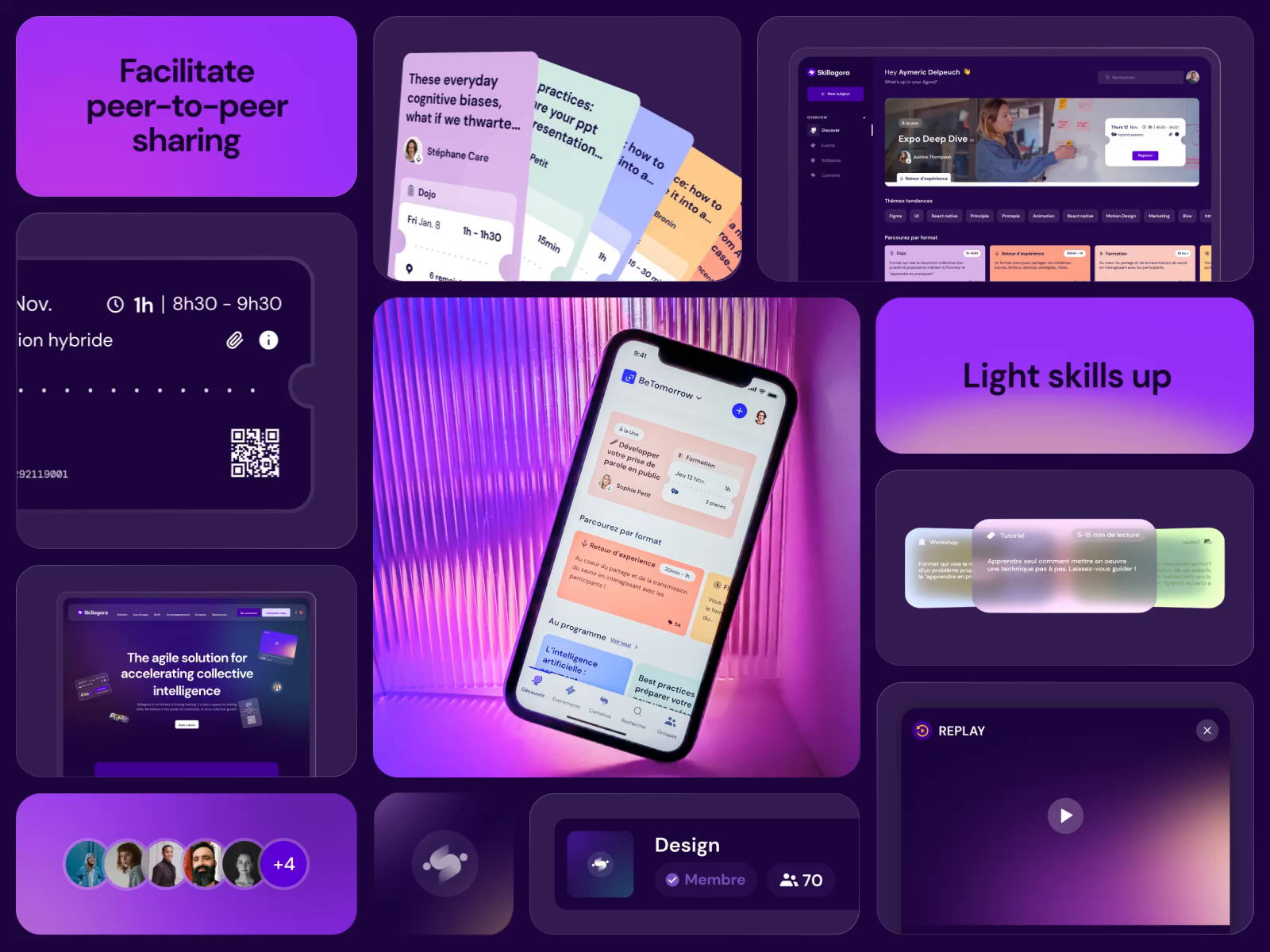 Example of Animated bento grid - learning platform ✨