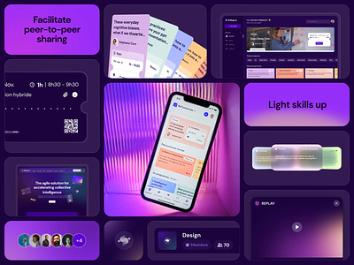 Animated bento grid - learning platform ✨ 3d animated bento animated cards animation bento bento grid branding cards colors design graphic design learning logo motion graphics pink purple replay ticket ui ux