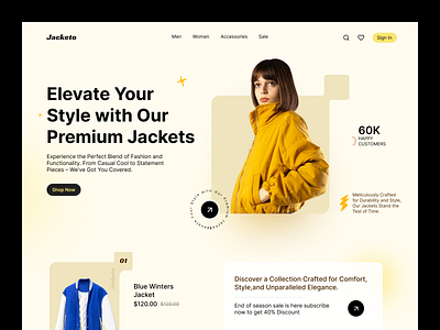 Jacketo ecommerce ui web design yellow