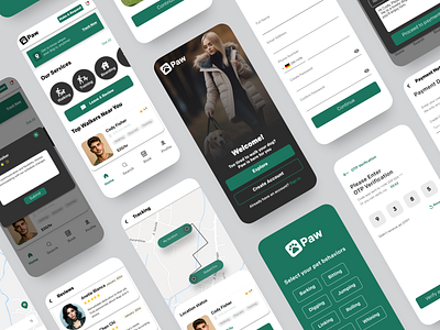Dog walking app - Case study designer dog walking app product designer prototyping research ui user flow ux wireframing