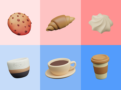 3D Assets 3d 3d assets assets coffee colors coockies cups lighting modeling texturing