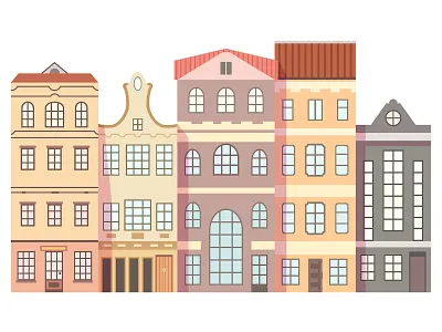 Amsterdam houses amsterdam building city elegant european facade front view historical houses old retro street town