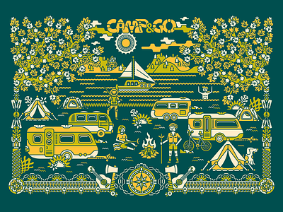 Camp & Go Poster camping illustration poster