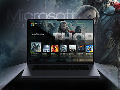 Microsoft VOD Concept disney film hbo macbook mockup marvel microsoft netflix videoondemand vod