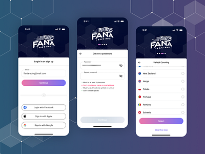 Fanta Racing Sign up flow aplication design flow form login registration sign in ui ux